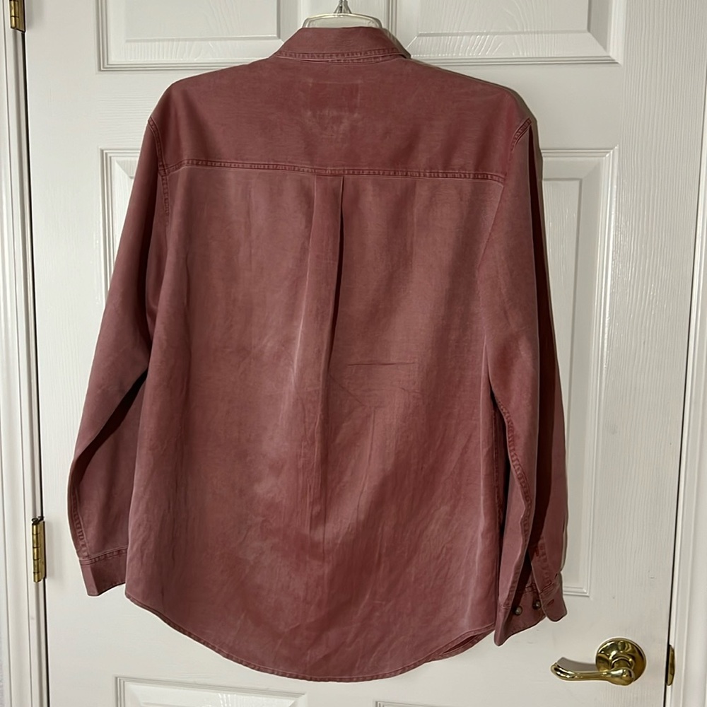 The Territory Ahead Silk Cotton Blend Long‎ Sleeve Dress Shirt Red Maroon, Sz L - Picture 2 of 11